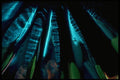 406011 Blue green Burst A4 Photo Print