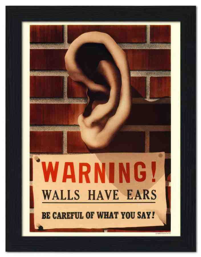 408H warning walls have ears 2 Vintage Advert A4 Photo Print