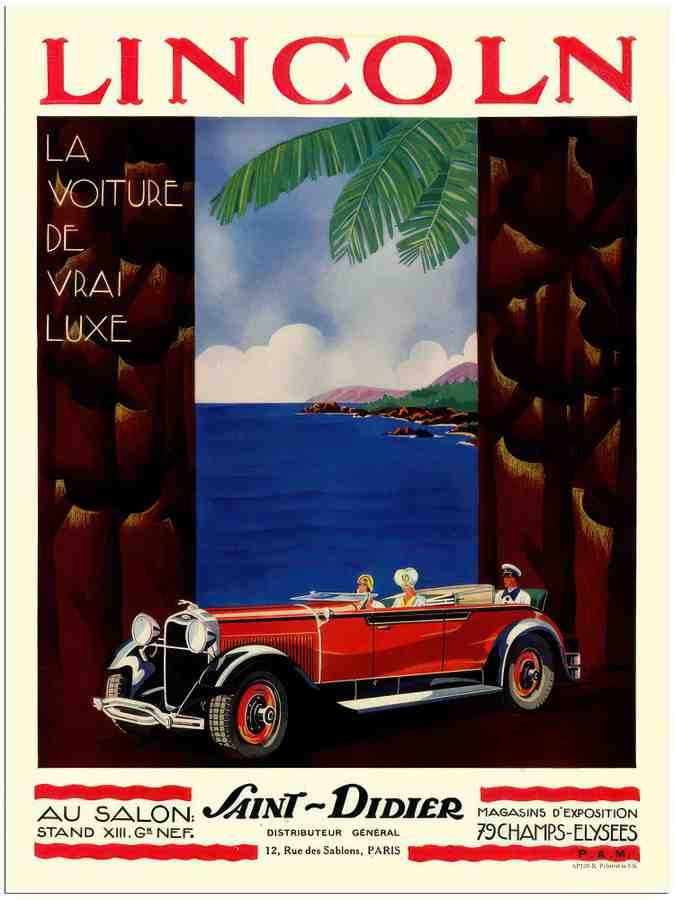 40K lincoln car advert french 2 Vintage Advert A4 Photo Print