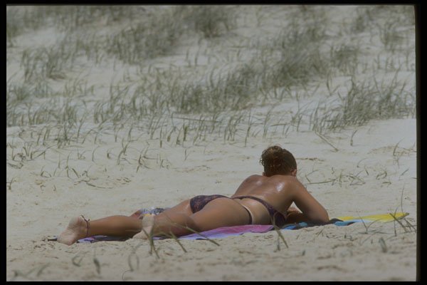 411043 Sunbathing, Sunrise Beach, Queensland A4 Photo Print