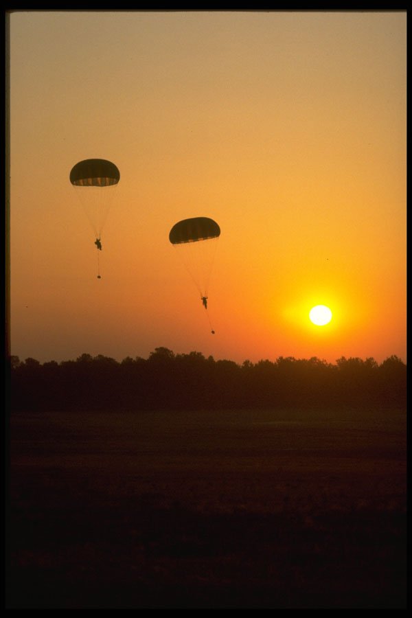 414015 Parachutes At Sunset A4 Photo Print