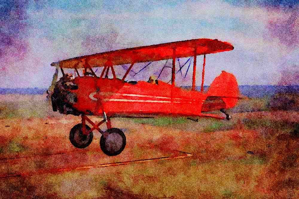 417004 Waco Taperwing, 1928, Justin, TX A4 Limited Edition Watercolour Print