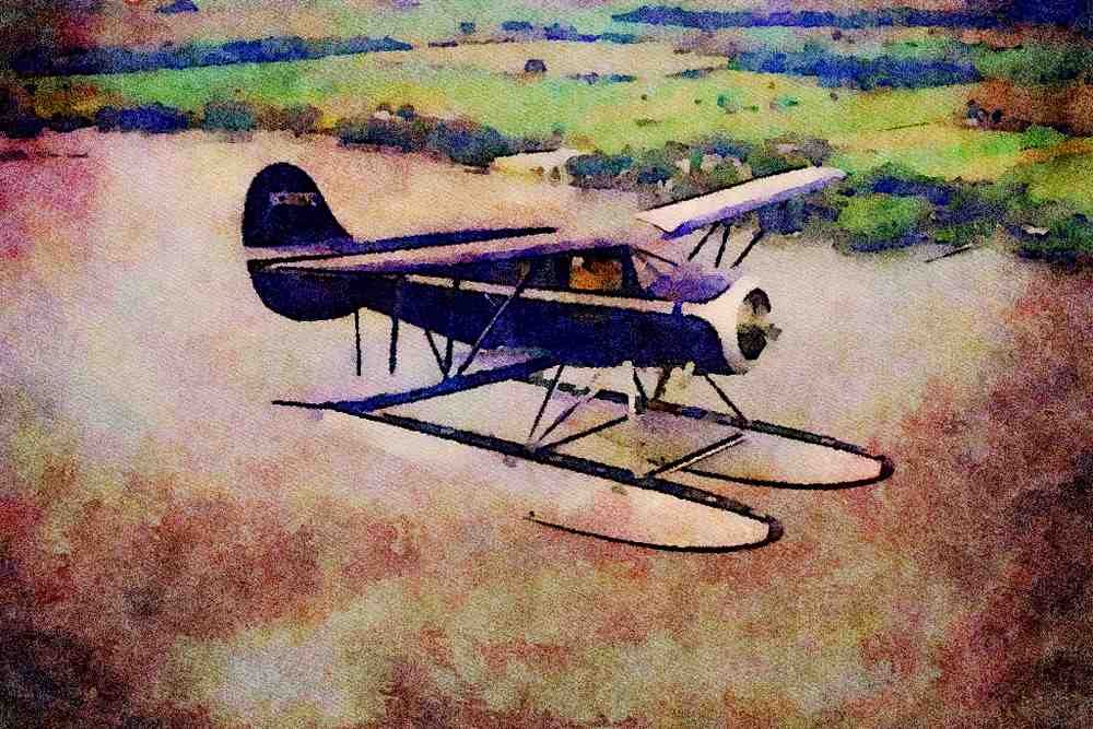 417007 Waco Cabin Biplane, 1937, Oshkosh, WI A4 Limited Edition Watercolour Print