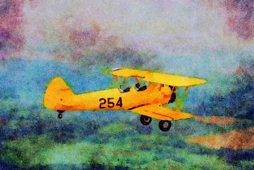 417012 Stearman N2S 5, 1942, Middletown, OH A4 Limited Edition Watercolour Print