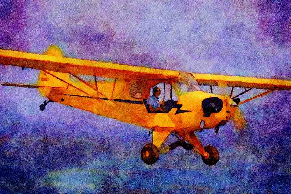 417015 Piper J 3 Cub, 1939, Marshal, MO A4 Limited Edition Watercolour Print