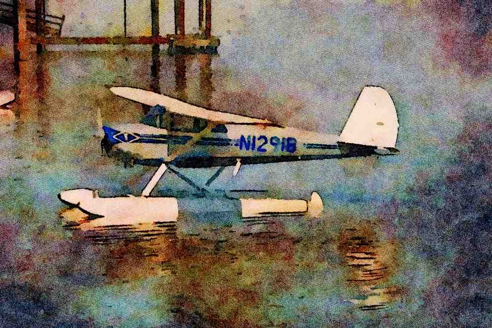 417032 Republic Seabee, 1947, Clearlake, CA A4 Limited Edition Watercolour Print