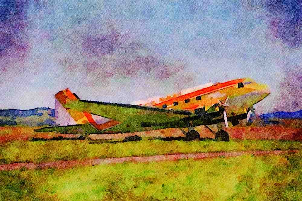 417056 Douglas CD 3, 1939, Schellville, CA A4 Limited Edition Watercolour Print
