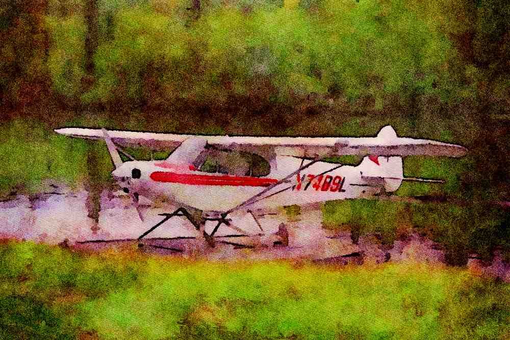 417077 Piper PA 18 Supercub, 1975, Fairbanks, AK A4 Limited Edition Watercolour Print