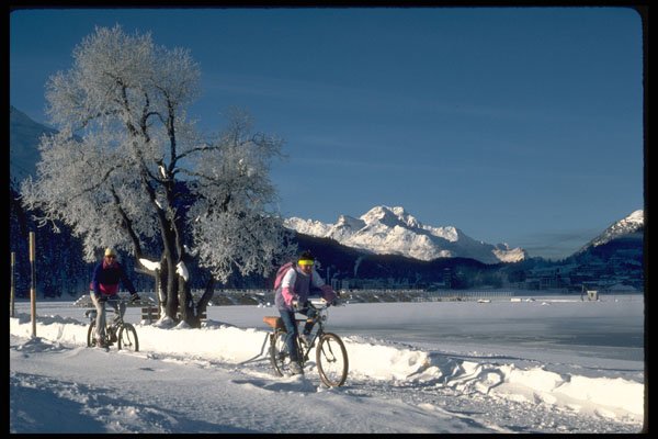 418024 Winter Mountain Biking A4 Photo Print