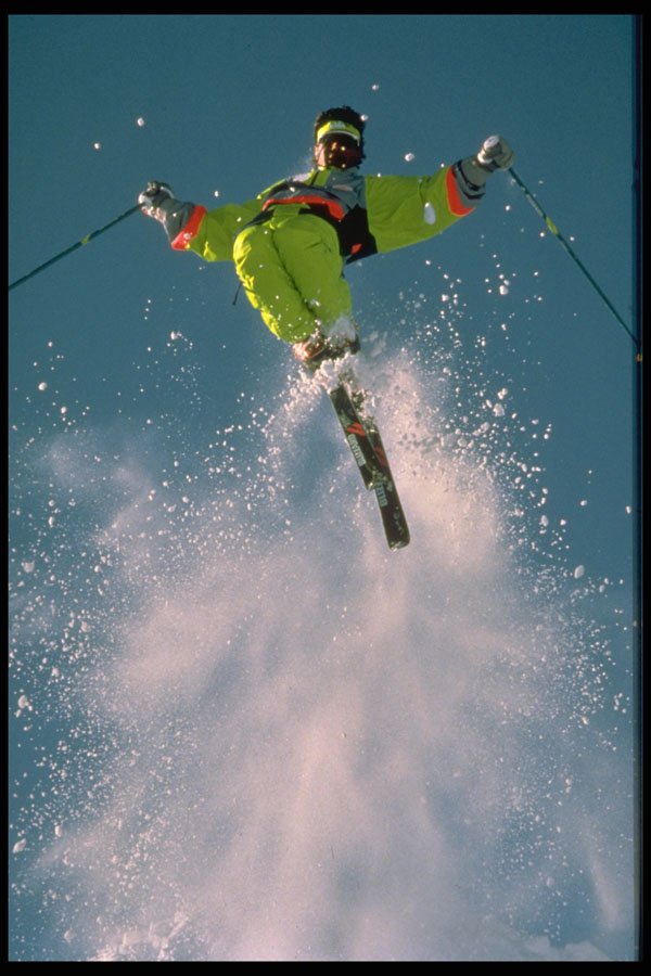418031 Snow And Skier In Flight A4 Photo Print