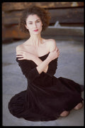 420034 Model In A Black Dress With Arms Crossed A4 Photo Print