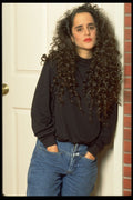 420096 Brunette Leaning Against Doorway A4 Photo Print