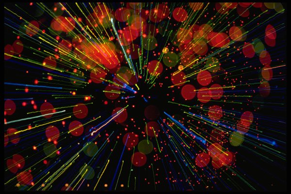 421095 Triple Exposure Of Holiday Lights A4 Photo Print