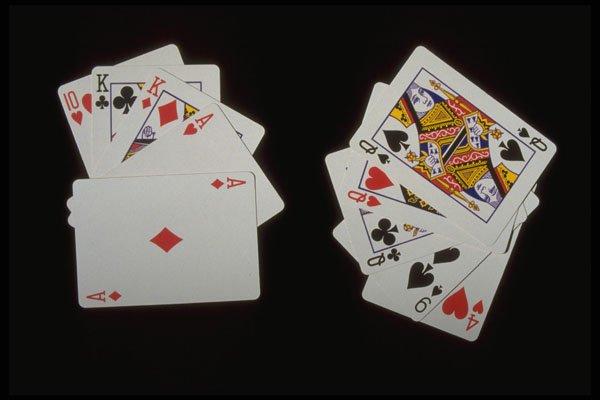 425055 Poker Hands Three Of A Kind Beats Two Pairs A4 Photo Print