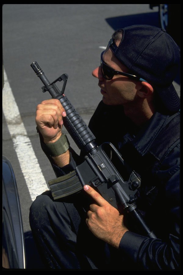 428002 Observer With CAR 15 Rifle A4 Photo Print
