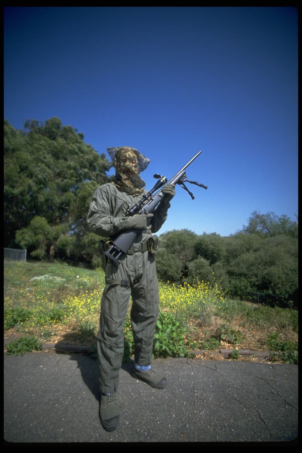 428005 Sniper Camouflaged And Equipped With Rifle A4 Photo Print