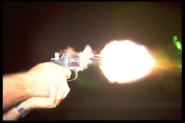 428019 .44 Magnum Fires At Night A4 Photo Print