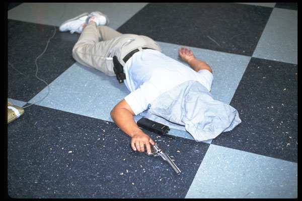 428081 Role Play Exercise, Dead Suspect A4 Photo Print