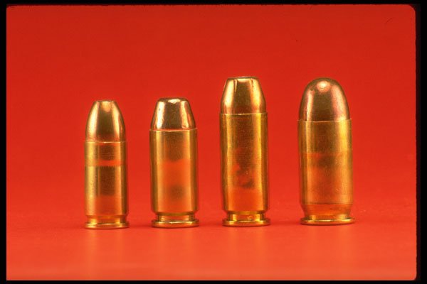 428091 Common Pistol Rounds 9mm, 10mm, .41 And .45 A4 Photo Print