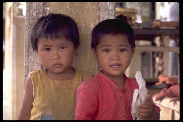 429074 Two Children, Rangoon, Thailand A4 Photo Print