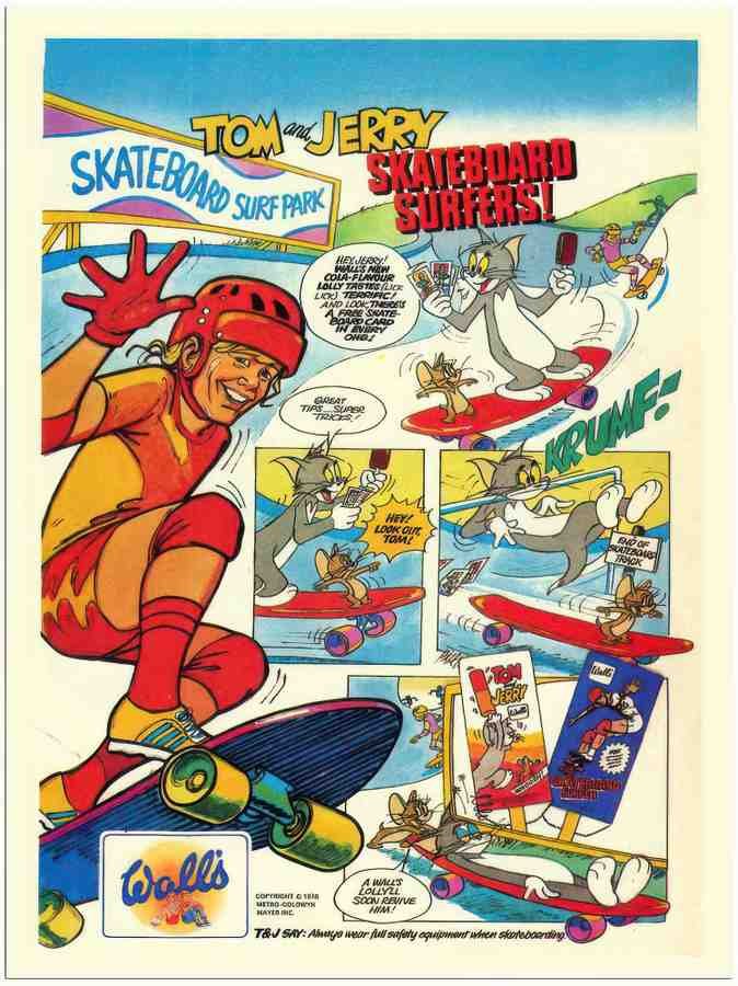 433 tom and jerry walls ice cream skateboard advert 1970s 2 Vintage Advert A4 Photo Print
