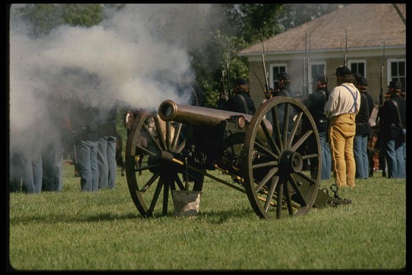 436001 Cannon Firing, Dakota Prairie Festival A4 Photo Print