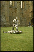 436074 Sword Fighting In Full Armor At Kenilworth Castle A4 Photo Print