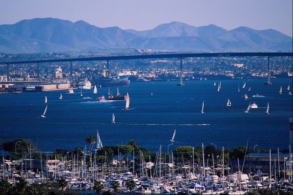 438003 San Diego Bay And Coronado Bridge A4 Photo Print