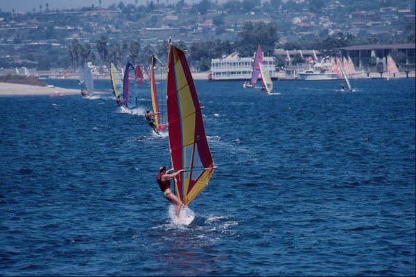 438024 Board Sailing, Mission Bay A4 Photo Print