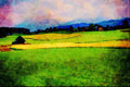 439003 Rapeseed Fields Are Contrasted With The Bernese Alps A4 Limited Edition Watercolour Print