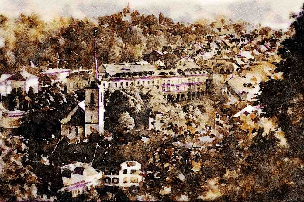 439006 View Of Old Bern Overlooking The Nydegg Church A4 Limited Edition Watercolour Print