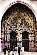 439007 Tourists Admire Statues, Cathedral Of St. Vincent A4 Limited Edition Watercolour Print