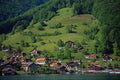 439018 Chalets Above Lake Thun A4 Photo Print