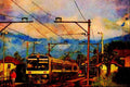 439020 Regional Train Leaves Station Near Gwaft A4 Limited Edition Watercolour Print