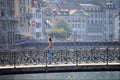 439026 Pedestrians Cross The Reuss River A4 Photo Print