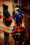 439029 The Justice Fountain Statue On The Gerechtigkeitsgasse A4 Limited Edition Watercolour Print