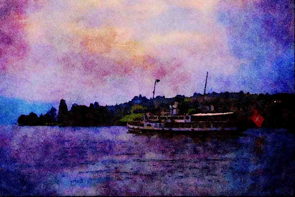 439037 Swiss Transport Boat _Stadt Luzern_ A4 Limited Edition Watercolour Print