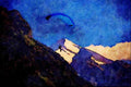 439038 Paragliding In The Bernese Alps A4 Limited Edition Watercolour Print