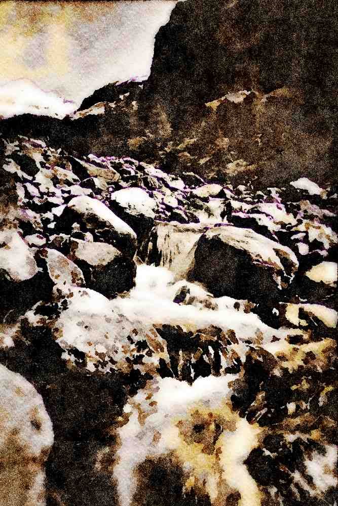 439045 A Mountain Stream Near Kandersteg Village A4 Limited Edition Watercolour Print