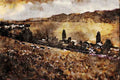 439046 Passenger Train Along Rail Line Above Lake Thun A4 Limited Edition Watercolour Print