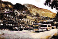 439050 Car Passes Rugged Terrain On The Grimsel Pass Road A4 Limited Edition Watercolour Print