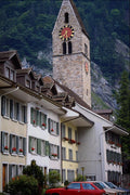 439056 Unterseen Church, Nestling By The Cliffs In Interlaken A4 Photo Print