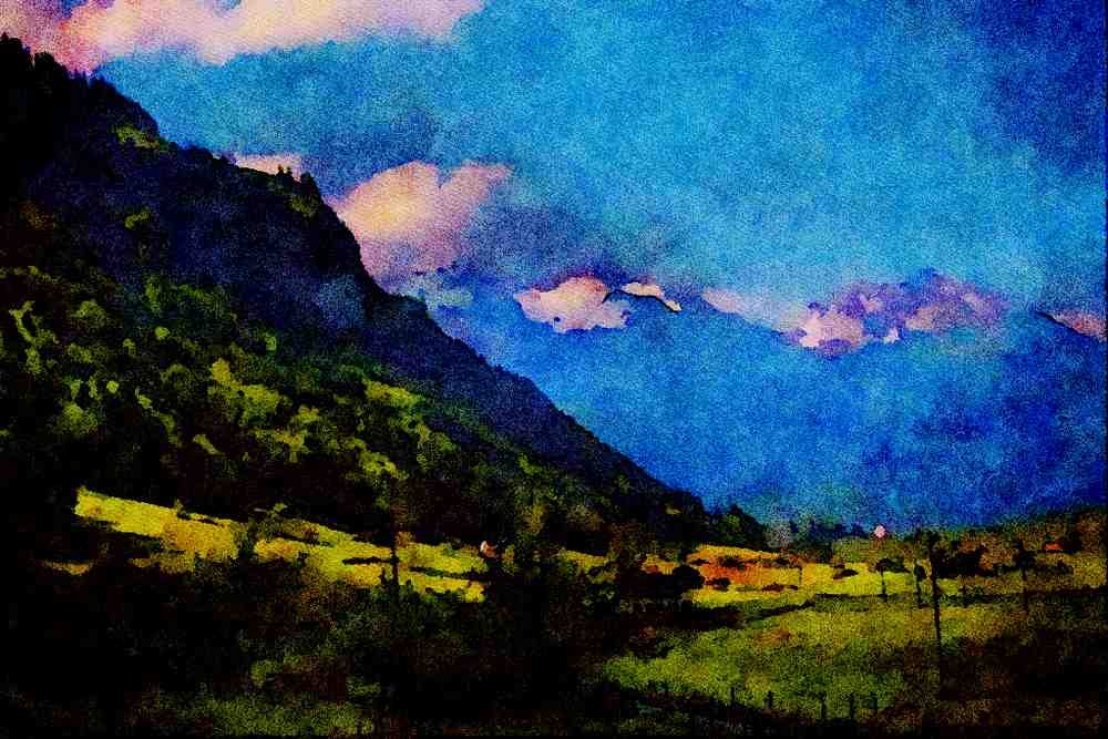 439065 Typical scene in the Upper Kander Valley A4 Limited Edition Watercolour Print