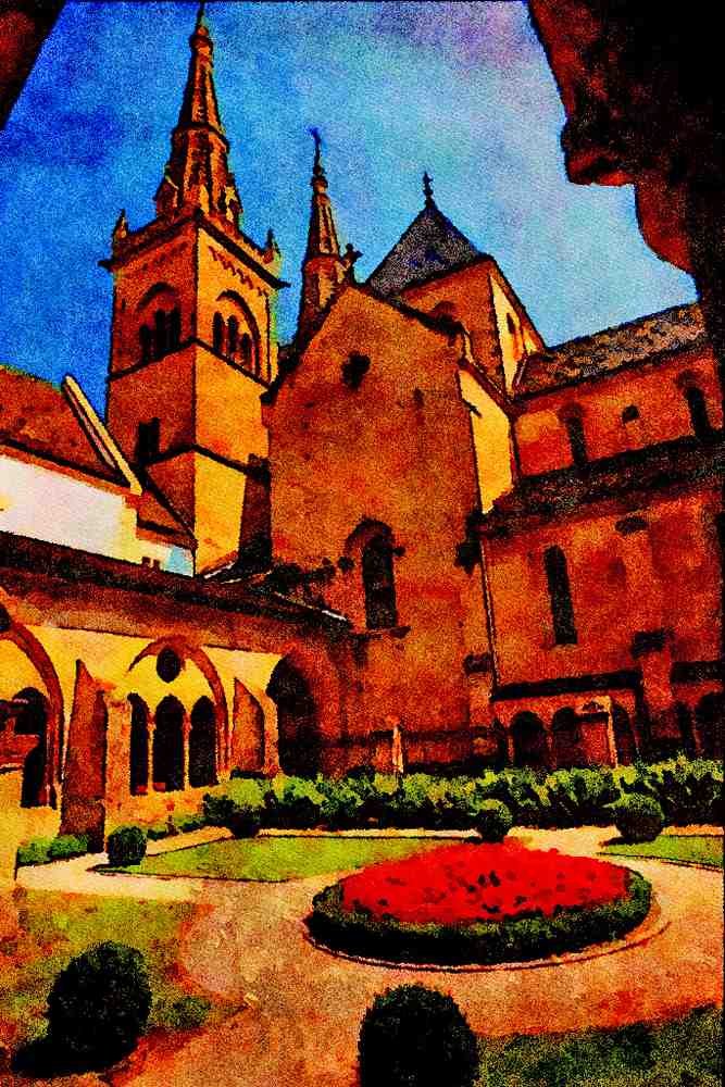 439066 Collegiate Church At Neuchatel A4 Limited Edition Watercolour Print