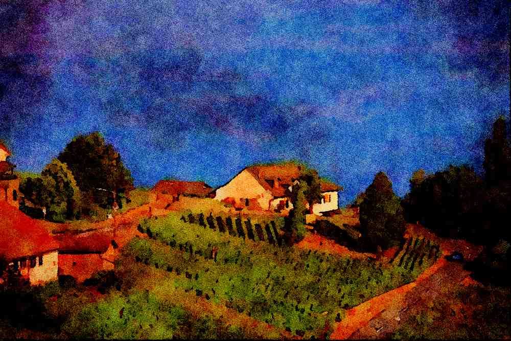 439072 Road Through Lavaux Vineyards On Lake Geneva A4 Limited Edition Watercolour Print