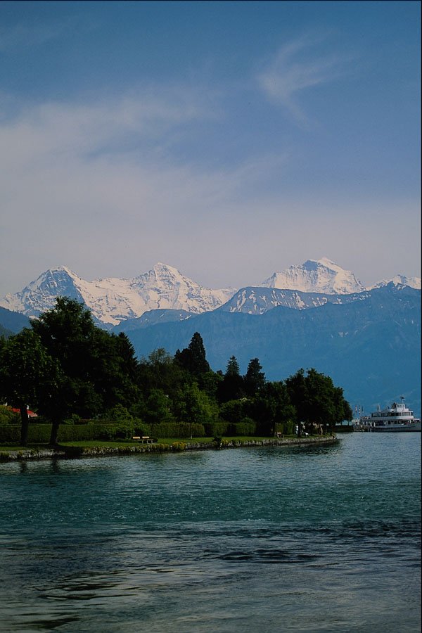 439077 Swiss Transport Boat Beatus On Lake Thun A4 Photo Print