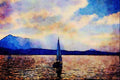 439079 Sailboat On Lake Thun Sails Towards The Stockhorn A4 Limited Edition Watercolour Print