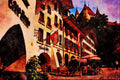 439080 Schloss Thun Above The Town Square A4 Limited Edition Watercolour Print