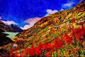 439086 Rhone Glacier Cuts Through The Burnese Alps A4 Limited Edition Watercolour Print