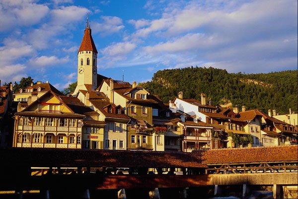 439088 View Of Stadtkirche And Thun Across The Aare River A4 Photo Print